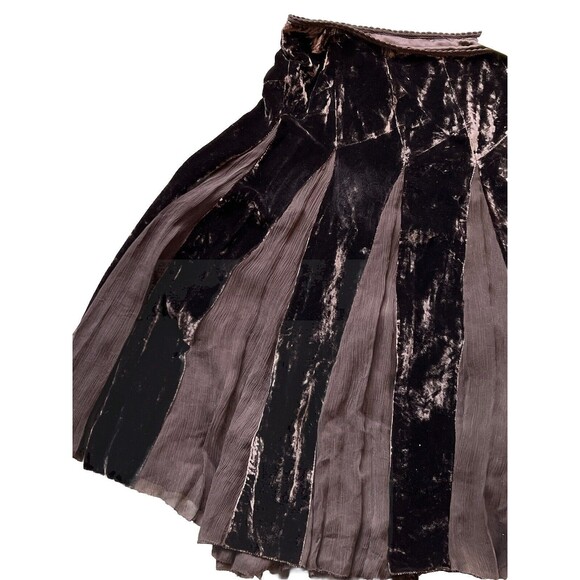 Elie Tahari Sydney Skirt 10 Walnut Rayon Silk Blend NWT Lined Zip Velvet Sheer - Picture 2 of 14
